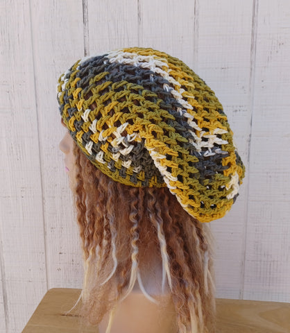 Sunrise Ombre cotton slouchy beanie small dread tam hat summer beanie